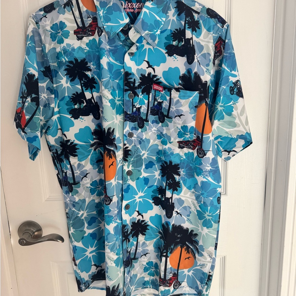 DIXXON Blue and Orange Casual Button Down Shirt